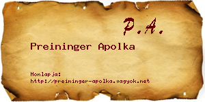 Preininger Apolka névjegykártya
